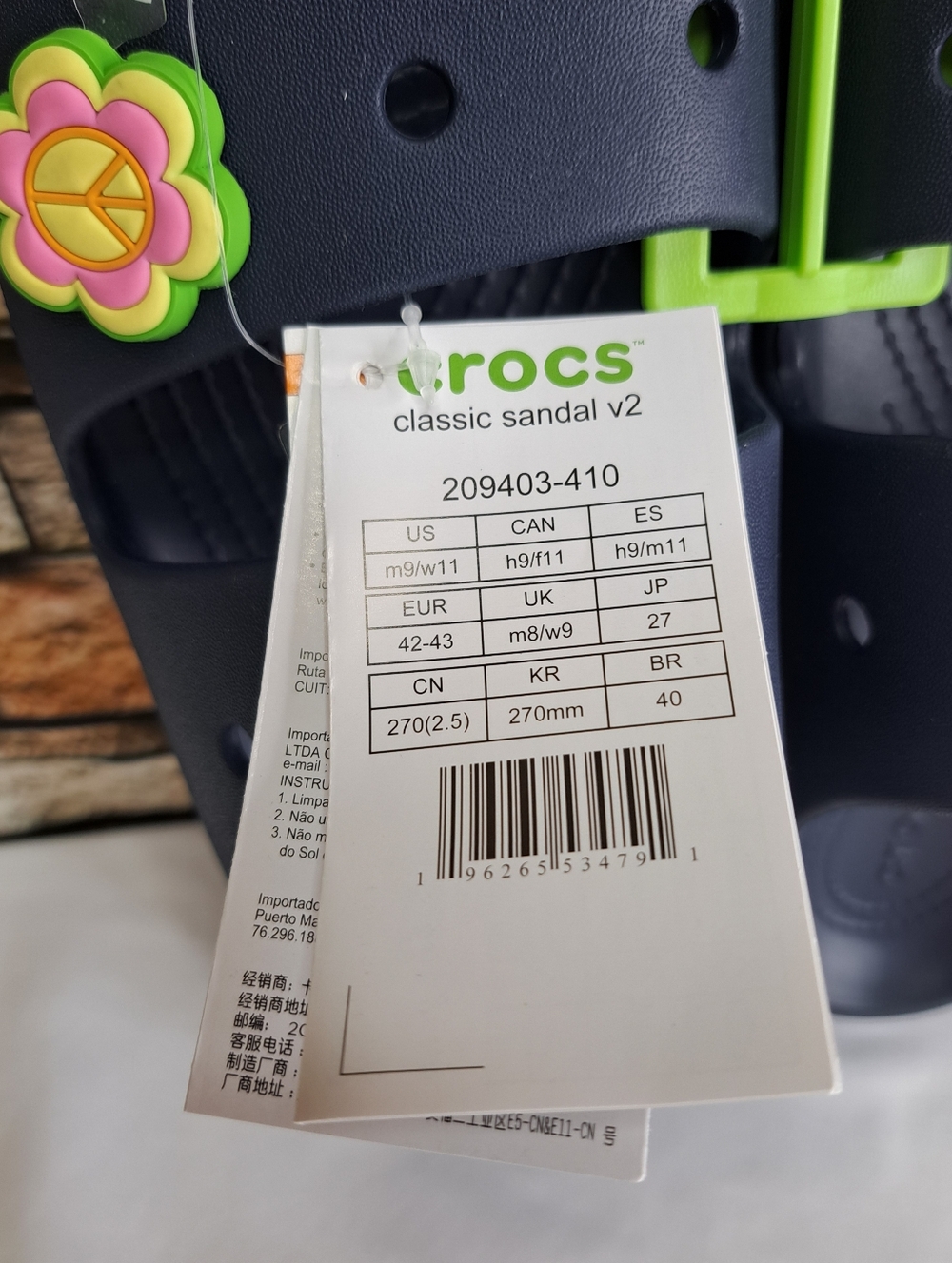 CROCS CLASSIC SLIDE SANDALS REMOVABLE JIBBITZ CHARMS UNISEX in BLEÙ MARINE NEW - Picture 2 of 16